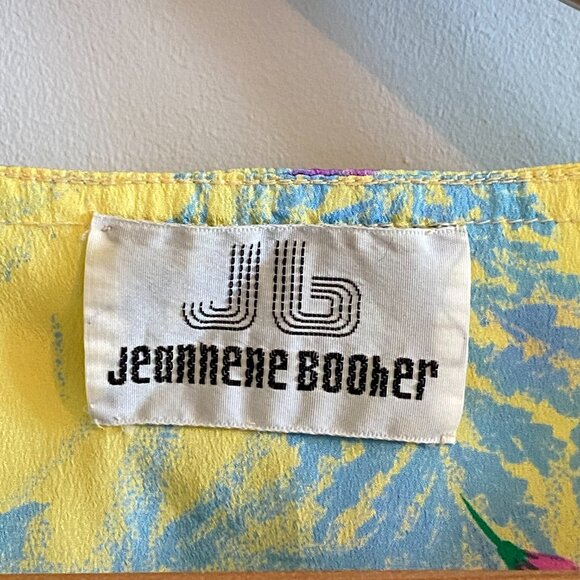 Vintage 80s Short-sleeve Floral Blouse Yellow Summer Top - Picture 3 of 14